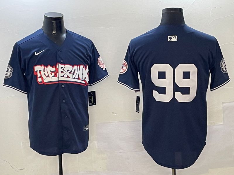 Men New York Yankees #99 Judge Drak Blue four generations Joint Name 2025 Nike MLB Jersey style 8